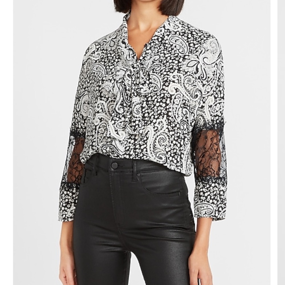 Express Paisley Print Tie Top